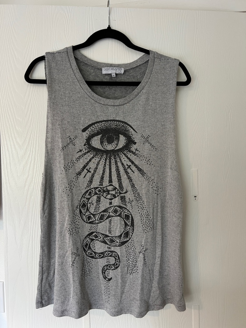 Daydreamer Gray Graphic Eye & Snake Muscle Tank